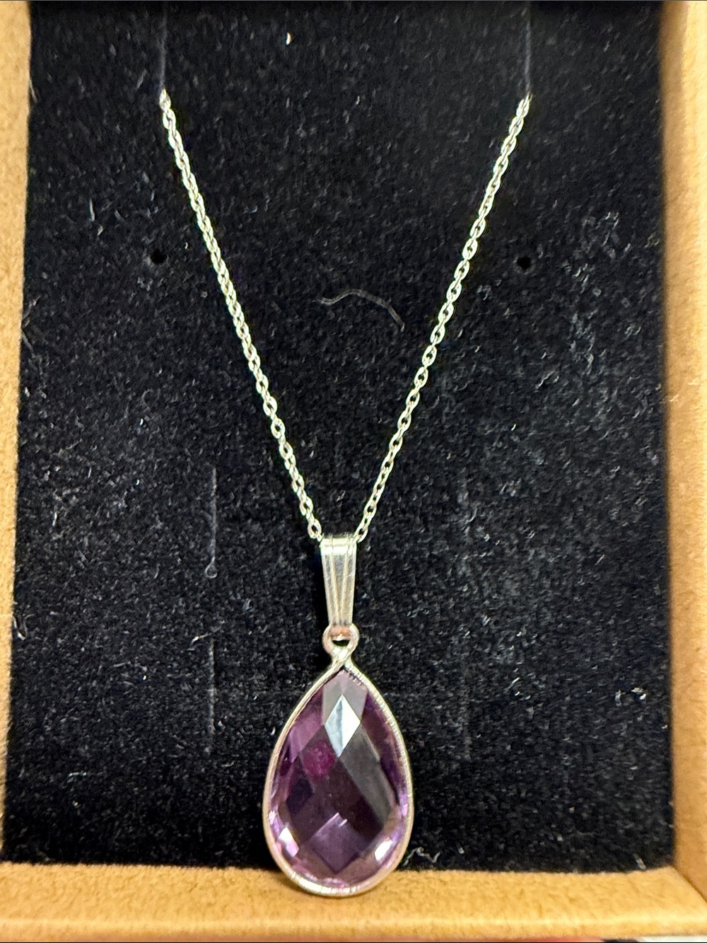 6 carat natural amethyst on sterling silver chain